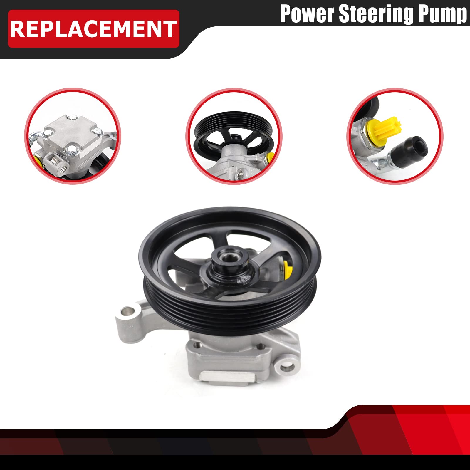 FEXON Power Steering Pump with Pulley Compatible with Buick Enclave Chevy Traverse GMC Acadia Saturn Outlook 3.6L 2007-2017 Repl