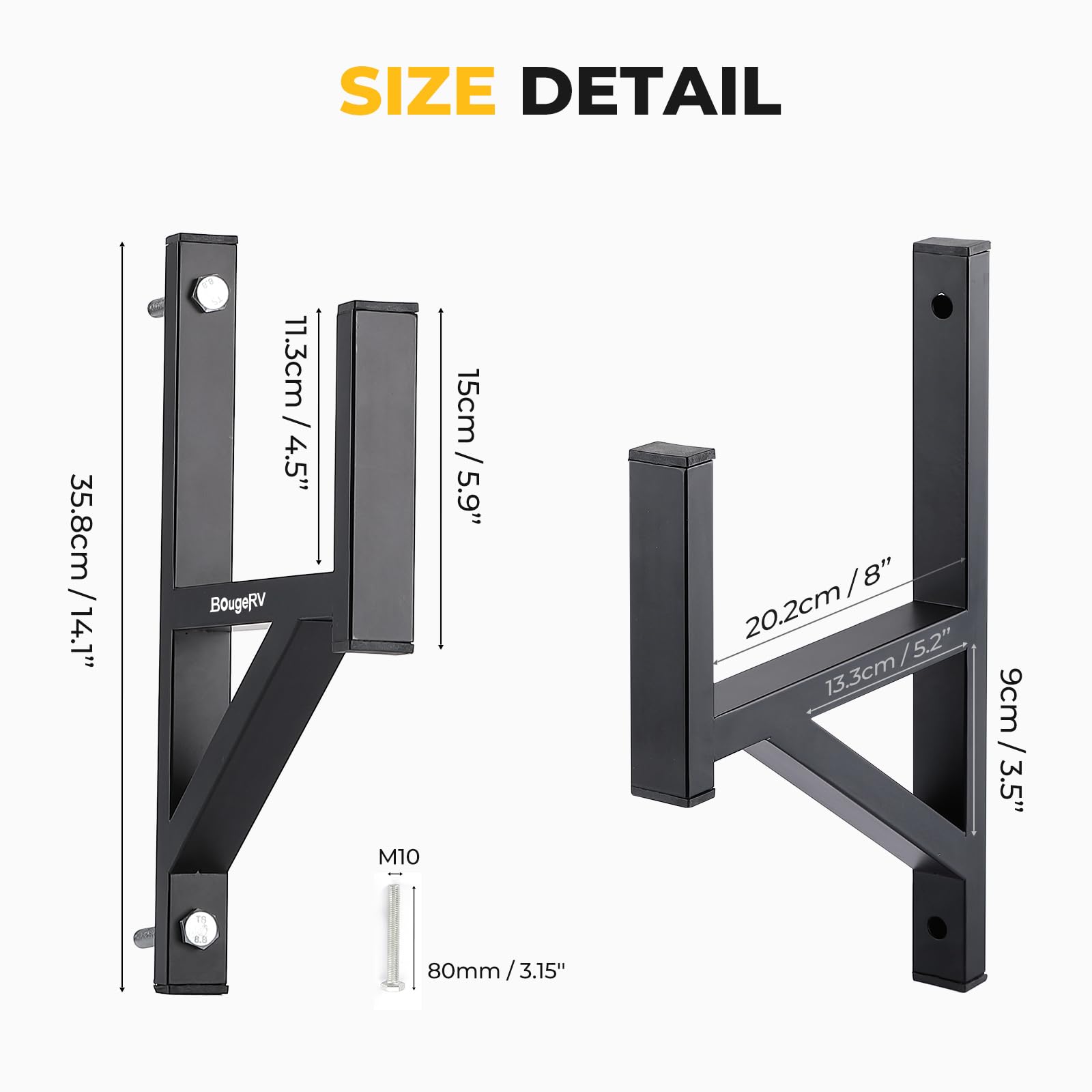 Bougerv Side Mount Trailer Ladder Rack, 2 Racks Heavy Duty Steel Ladder Racks With Bungee Cords Fit For Open And Enclosed Traile