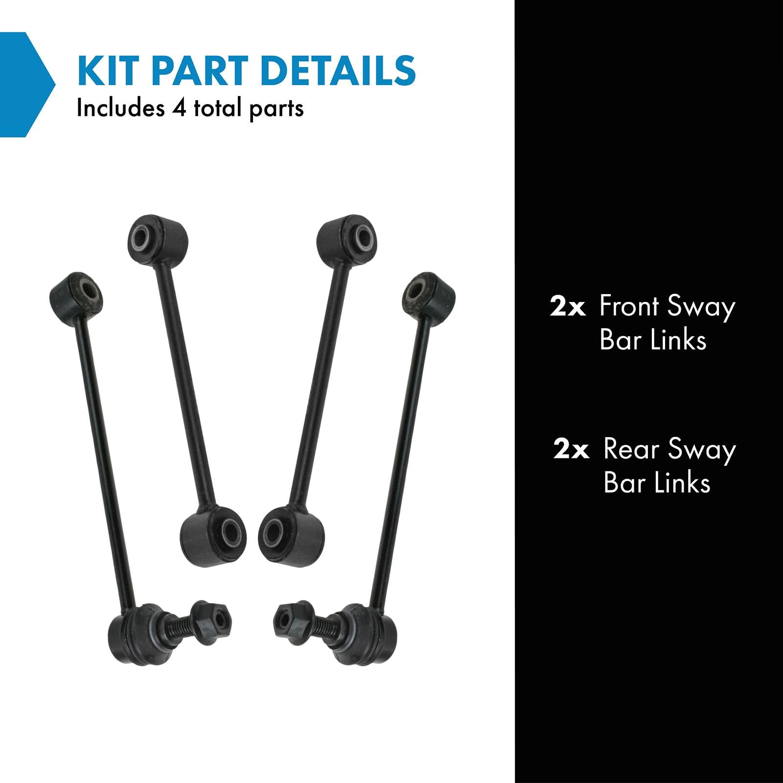 Trq Front & Rear Sway Bar Stabilizer Link Set Compatible With 2006-2010 Jeep Commander 2005-2010 Grand Cherokee