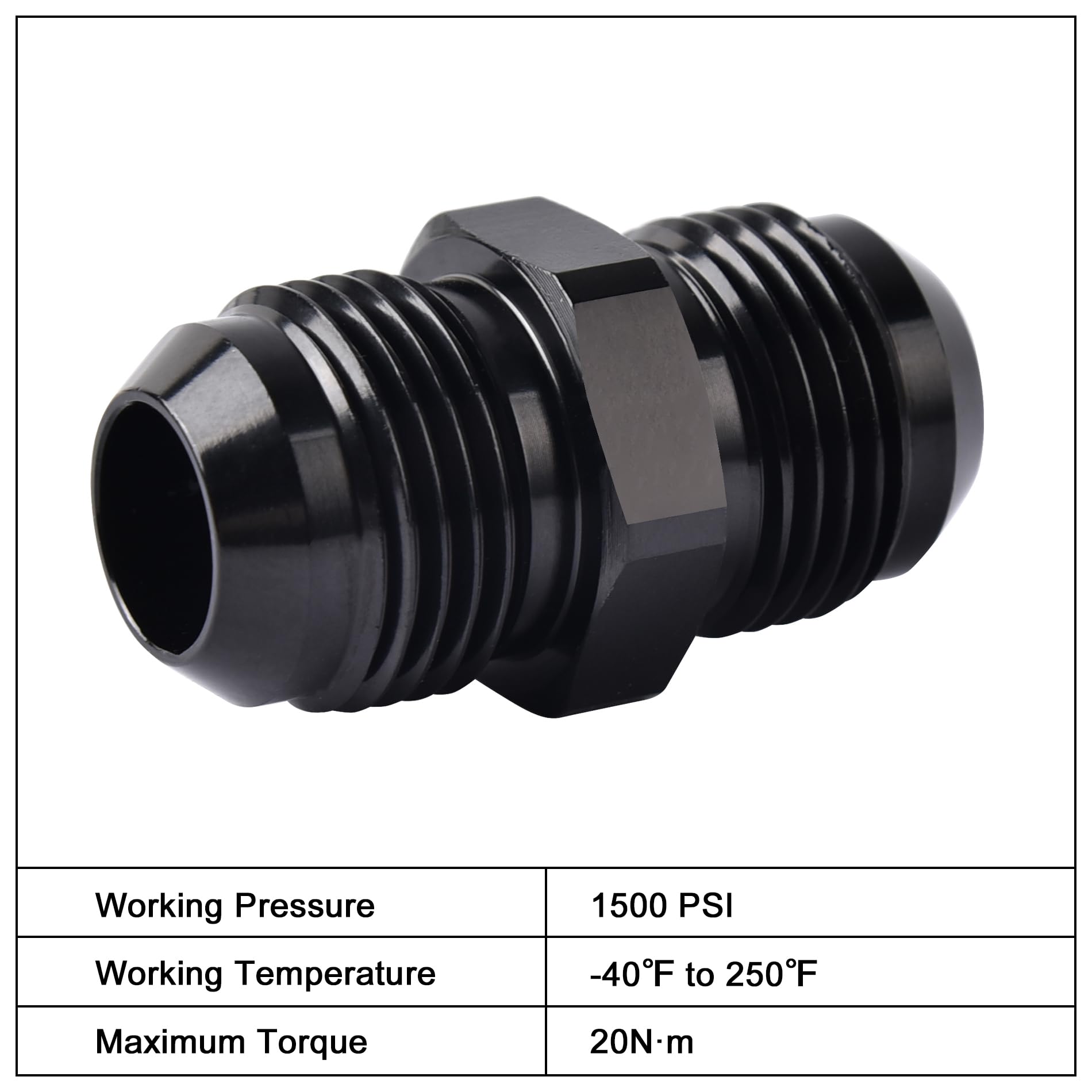 EVIL ENERGY 10AN Male to Male Flare Coupler Union Straight Fuel Hose Adapter Fitting Black