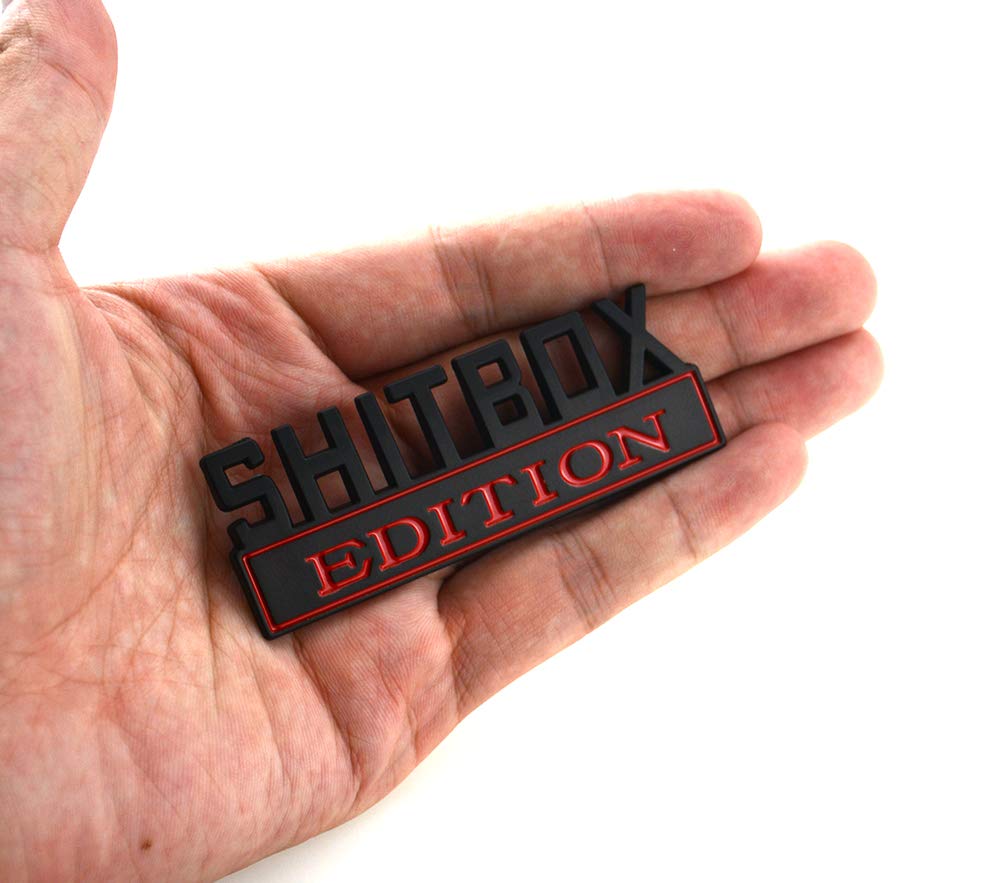 Pair Set SHITBOX EDITION emblem 3D Fender Badge Decal Car Truck Replacement for F150 F250 F350 Chevy Silverado 1500 2500 Chevrol