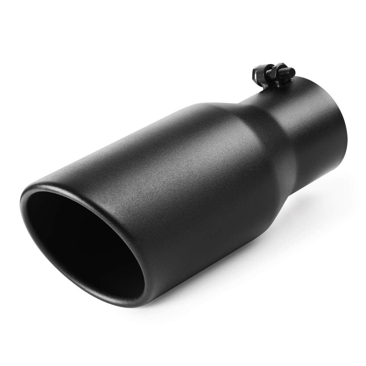 A-Karck Exhaust Tip 3.5 Inch Inlet, 3.5'' Inlet 5'' Outlet 12'' Long Black Coated Finish Muffler Tip For Truck Tailpipe, Stainle