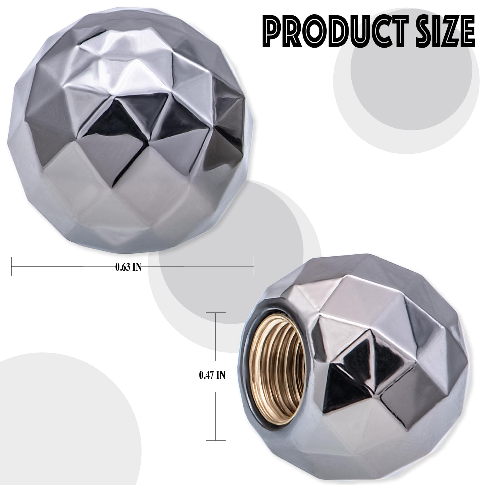 Meajoo 4Pcs Bling Ball Style Tire Valve Stem Caps, Air Caps Cover, With Rubber O-Ring, Palstic Air Leakproof Valve Caps Cover Fi