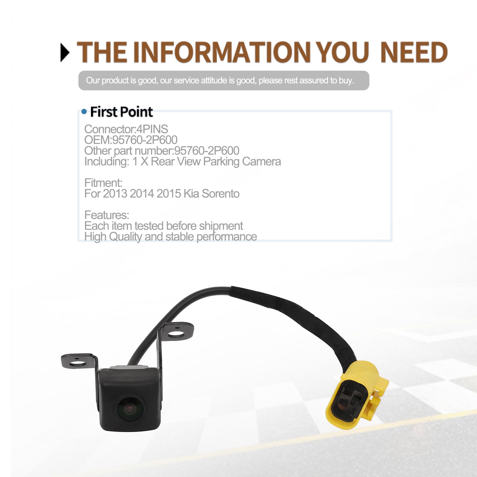 Nbwiyqp Rear View Backup Camera Compatible With Kia Sorento 2014-2015 Replaces 95760-2P600 95760-2P600Fff 957602P600 957602P600F