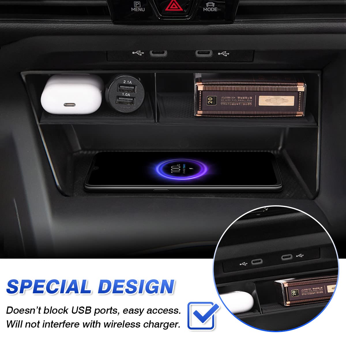 Karltys Center Console Organizer for VW Volkswagen Golf GTI R MK8 2022 2023 2024 2025 Accessories Center Console Insert Tray Sec