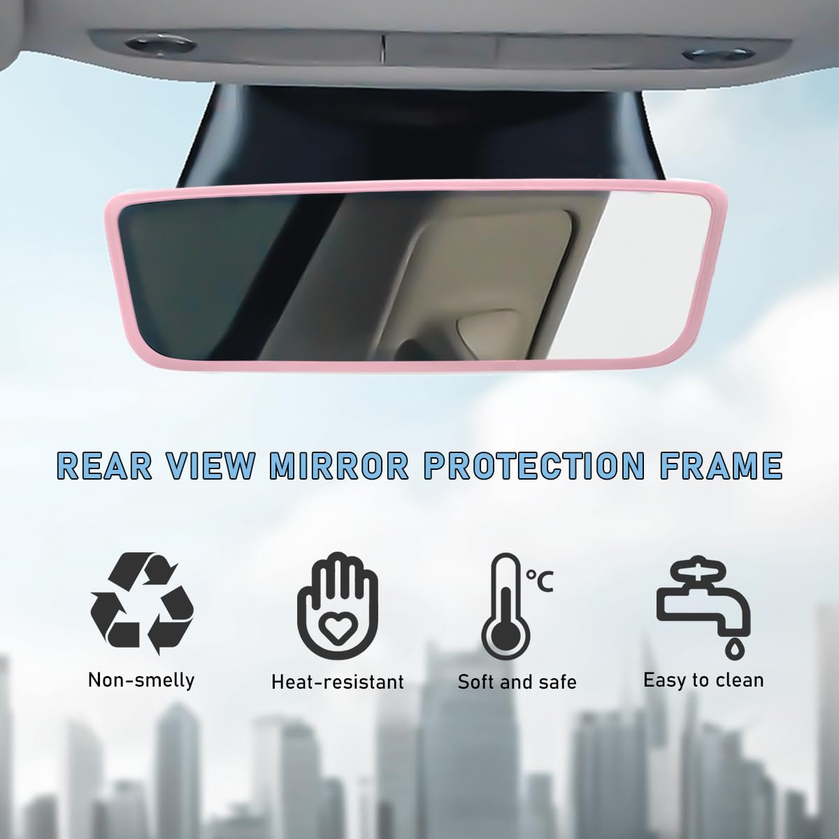 Povtii 2 Pcs Rear View Mirror Protector Frame, Silicone Automotive Interior Rearview Mirror Cover For Women Girls, Mirror Edge P