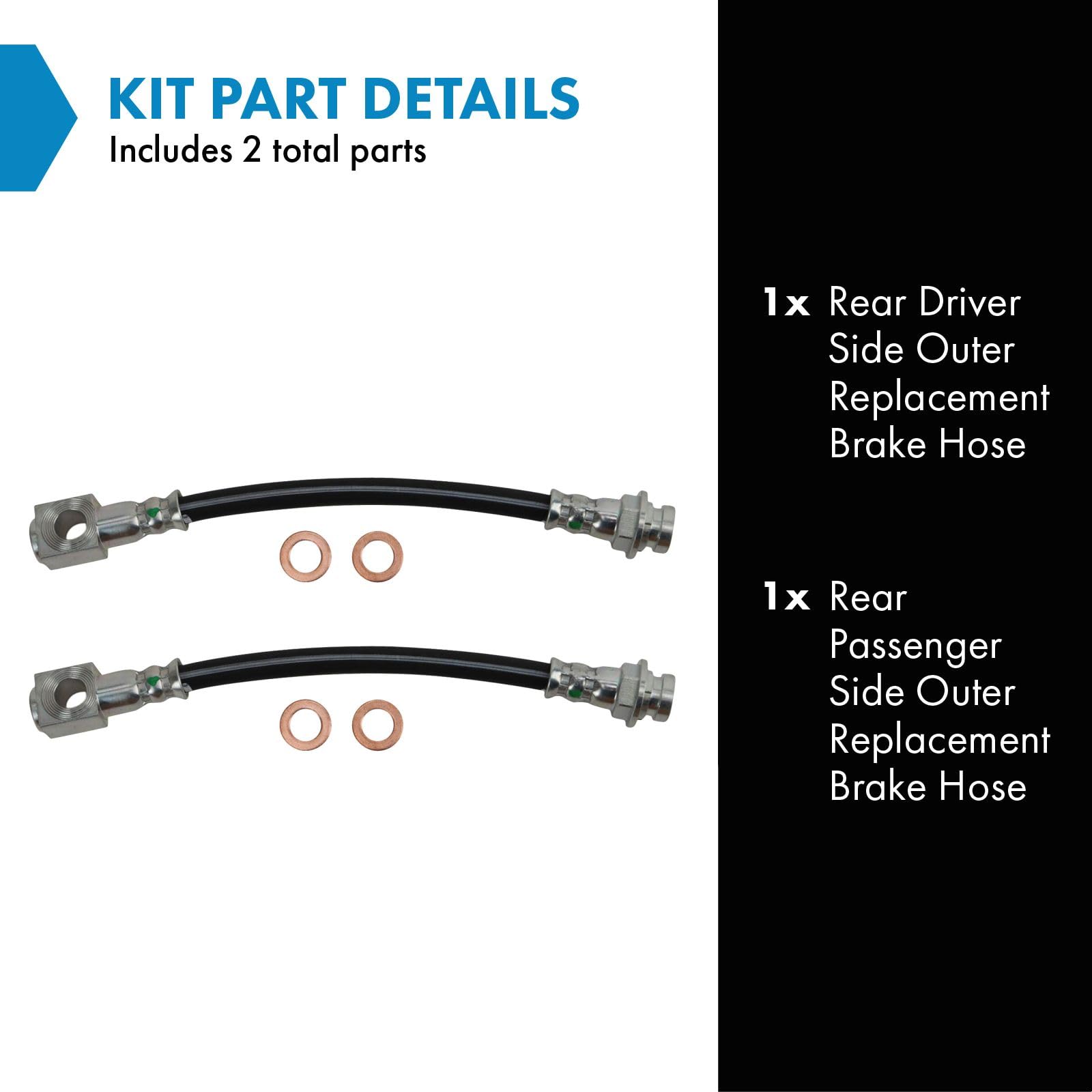 Trq Rear Brake Hose Set Compatible With 1993-2002 Chevrolet Camaro Pontiac Firebird