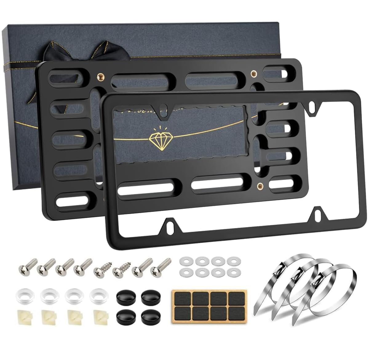 Xclpf Front License Plate Bracket,No Drill License Plate Holder,License Plate Mounting Kit,Universal Bumper Car Frame Mount Adap