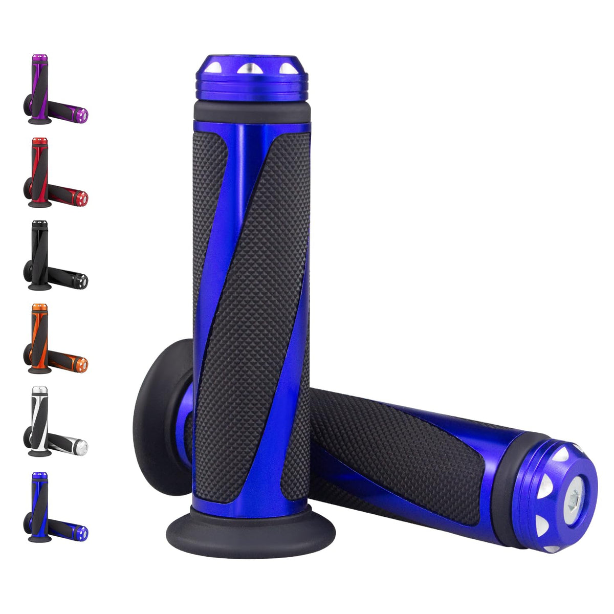 amavoler Universal Motorcycle Handlebar Grips Fits for Motorcycles with 7/8 Left Grip and 1 Right (Blue)