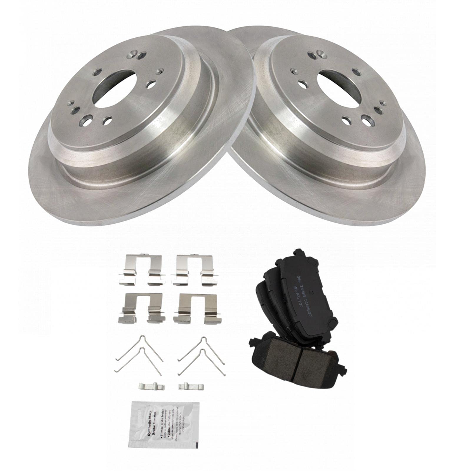 TRQ Rear Brake Pad & Rotor Kit Brake Pads Brake Rotor Ceramic Compatible with 2014-2016 Acura MDX