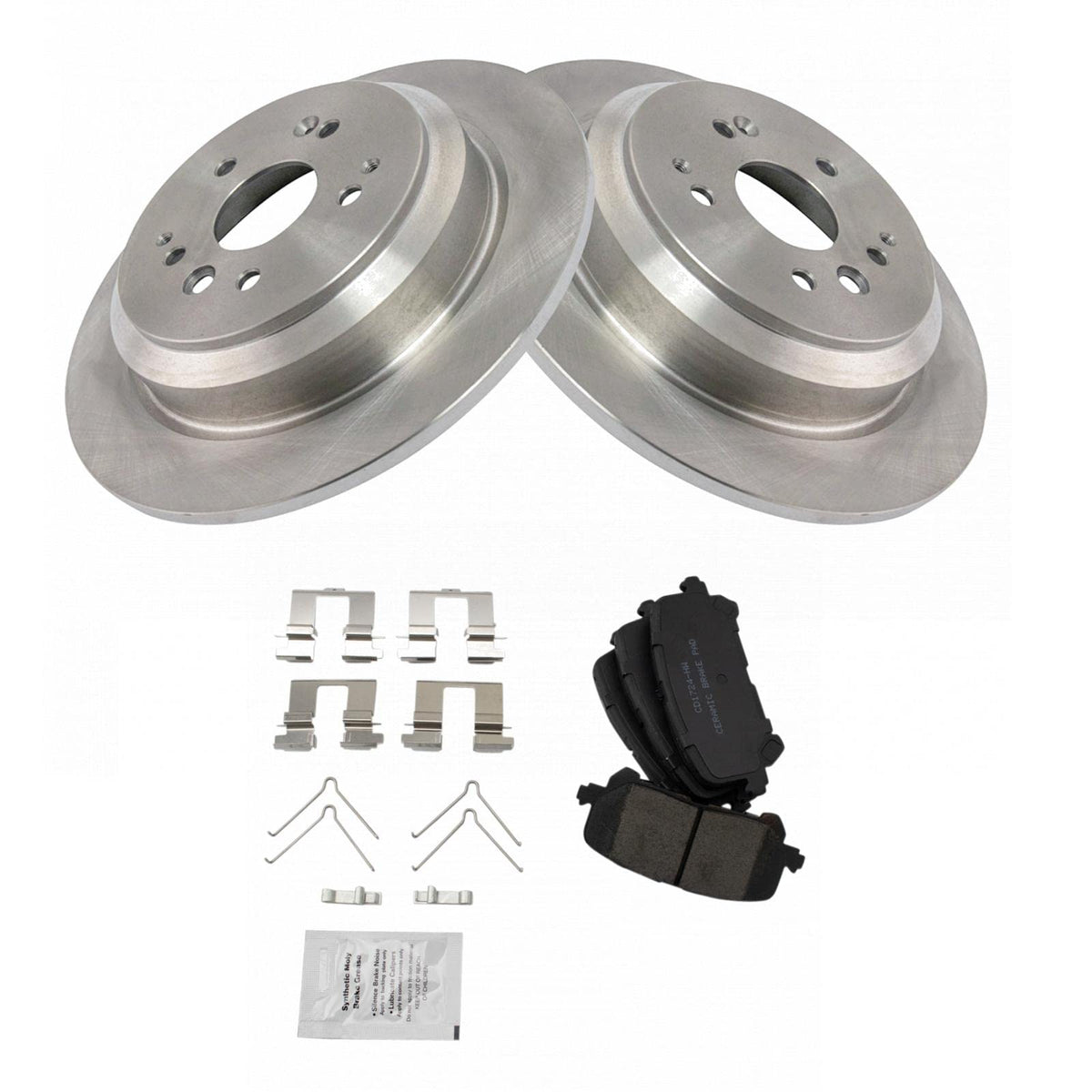 TRQ Rear Brake Pad & Rotor Kit Brake Pads Brake Rotor Ceramic Compatible with 2014-2016 Acura MDX