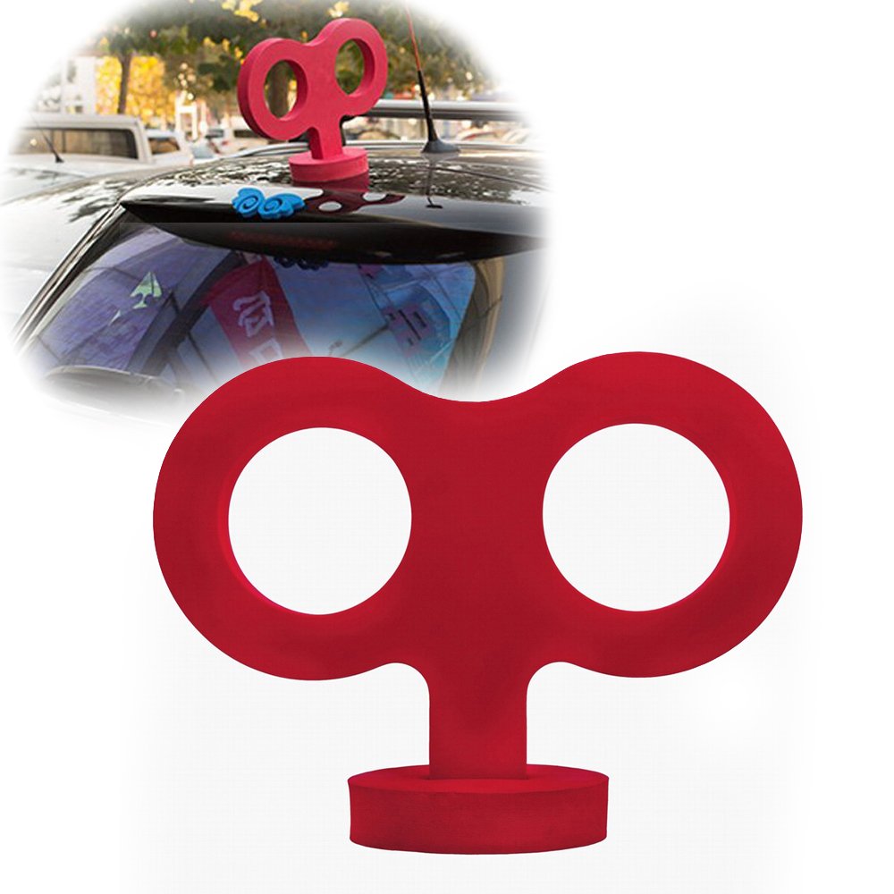 COGEEK 3D Car Wind Up Key, Cute Clockwork Wind Up Key for Back of Car Roof Decoration (red)