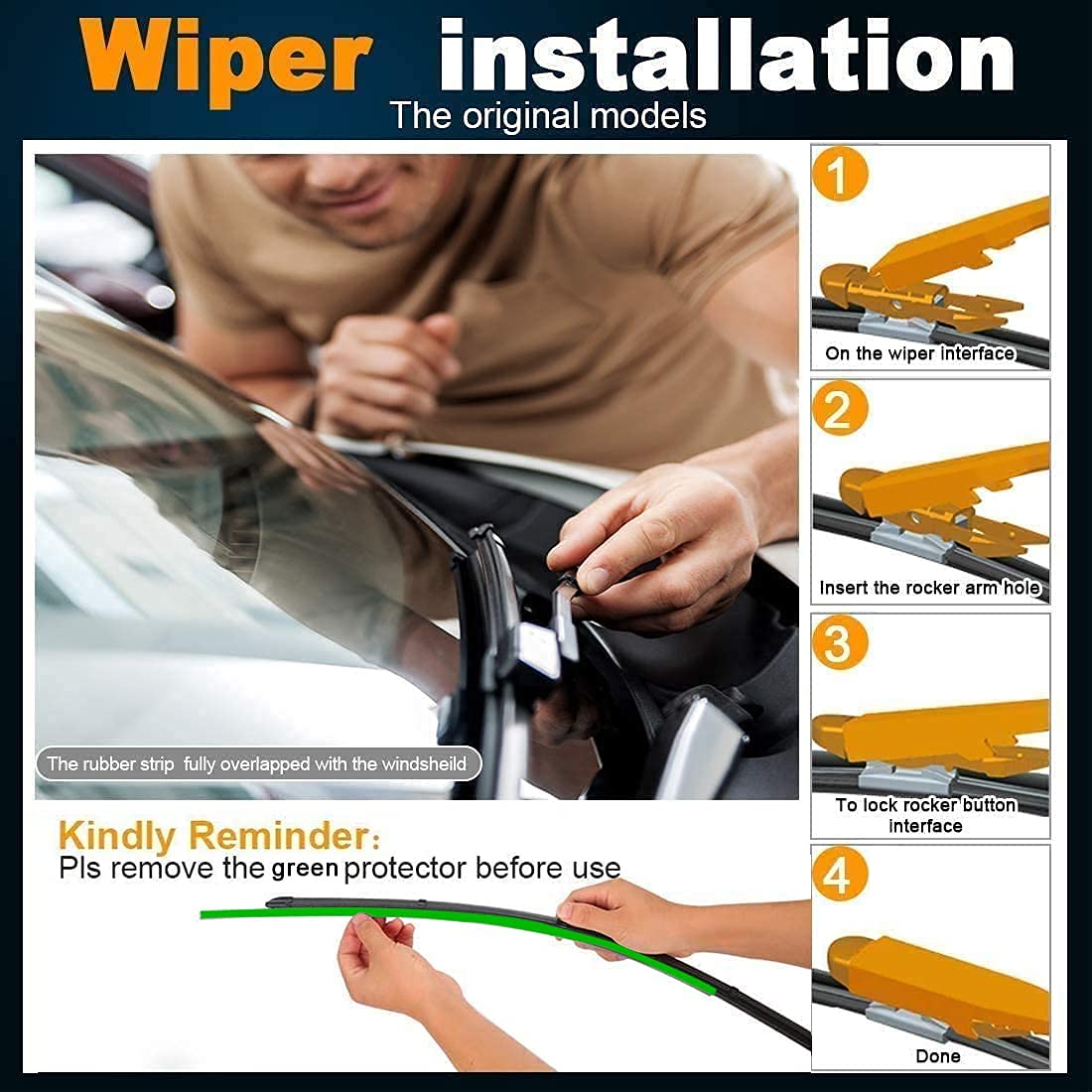 Oem 22''+22'' Wiper Blade Replacement For 08-13 Chevy Avalanche Silverado Tahoe Suburban 05-18 Gmc Sierra Yukon Cadillac Escalad