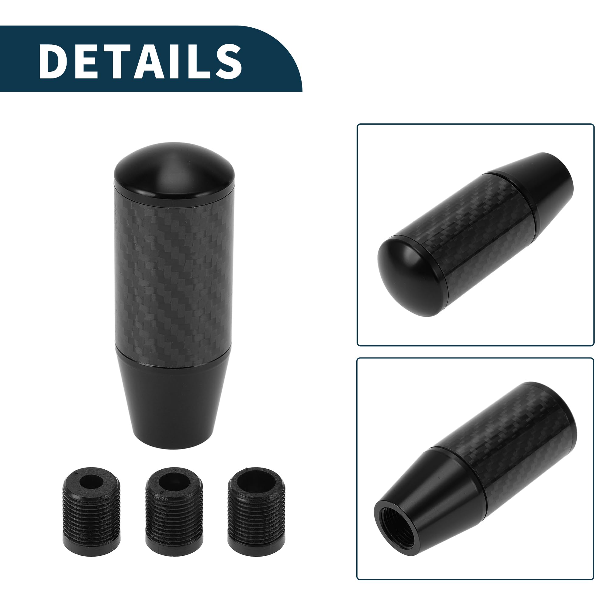 TUCKBOLD Car Shift Knob 9cm | Front Shift Lever Knob Universal for Automatic and Manual Vehicle Carbon Fiber Aluminum Alloy Blac