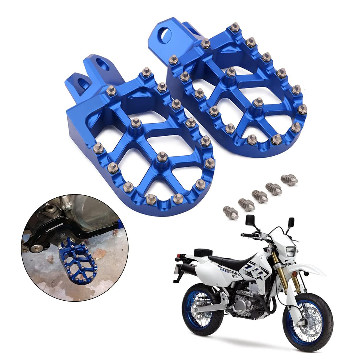 Anxin Dirt Bike Foot Pegs Cnc Footpegs Footrest Foot Pedals Rests For Drz400 2000-2004 Drz400E 2000-2007 Drz400S 2000-2024 Drz40