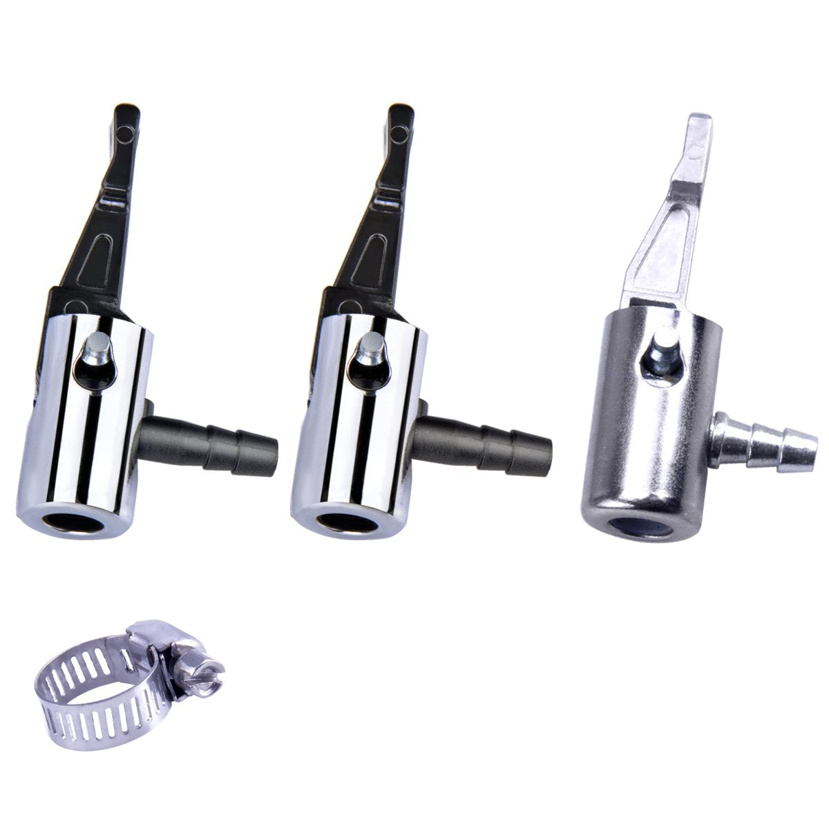 1/4''Lock On Air Chuck,Mini Air Compressor Portable Tire Inflator Tire Chuck Hose End With Barb Connector For Hose Repair-3Pack