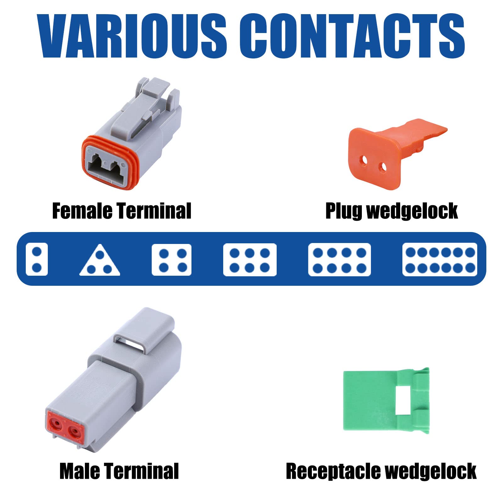 150Pcs 4 Pin Way Deutsch Dt Gray Connector 12 Set,Size 16 Solid Contacts Waterproof Electrical Wire Connector With Seal Plug For Truck, Off-Road Vehicles, Marine, Motorcycle Wiring