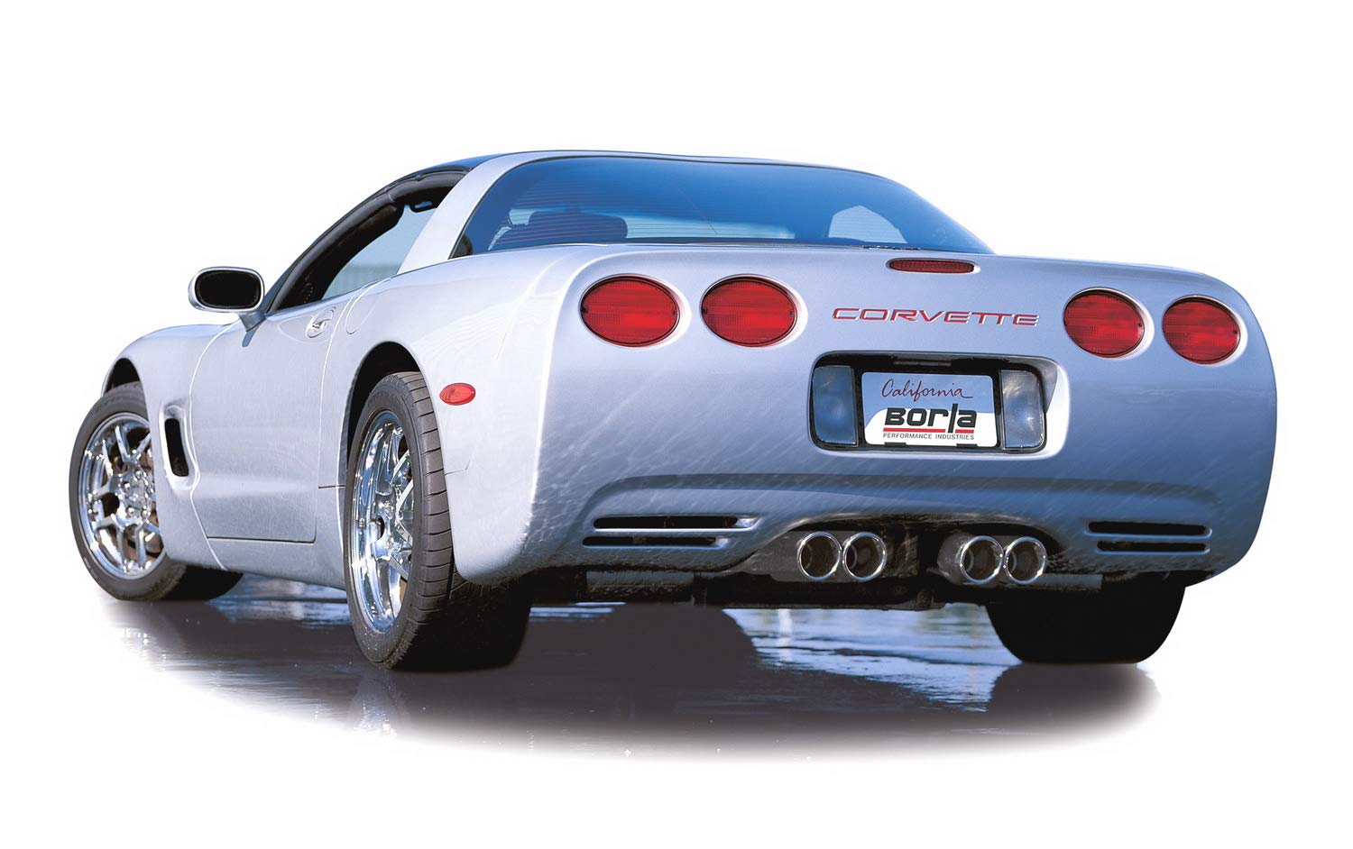 BORLA 140038 Cat-Back Perf. Exhaust System for 1997-2004 Chevrolet Corvette (C5) V8 & Z06 (C5) V8 T-304 Stainless Steel S-Type Classic Dual Center Rear Exit Dual 4&quot; Rnd. Polished T-304 Tips Each Side