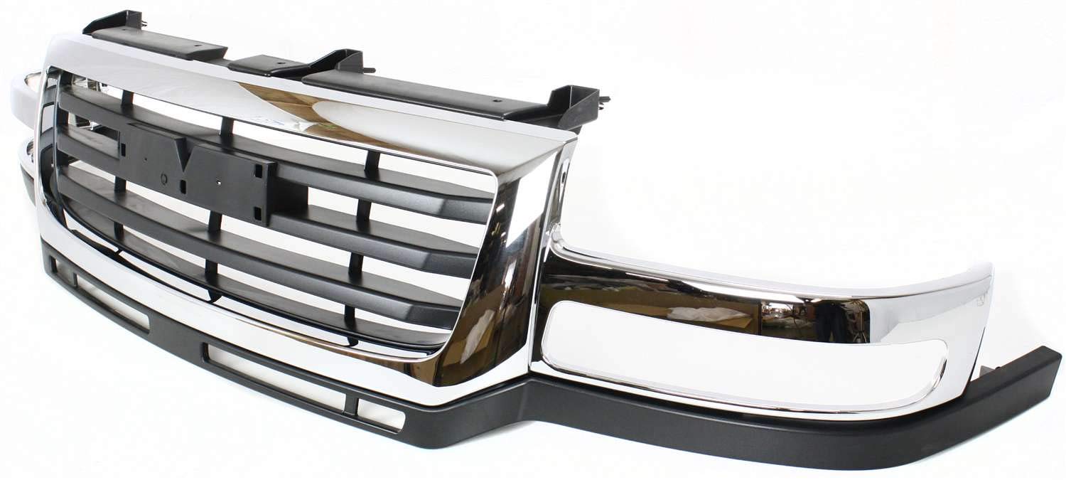 Garage-Pro Front Grille Assembly for 2003-2006 GMC Sierra 2500 HD, Chrome Shell, Black Insert, 19x77x17 inches, Model JCWG070119GP