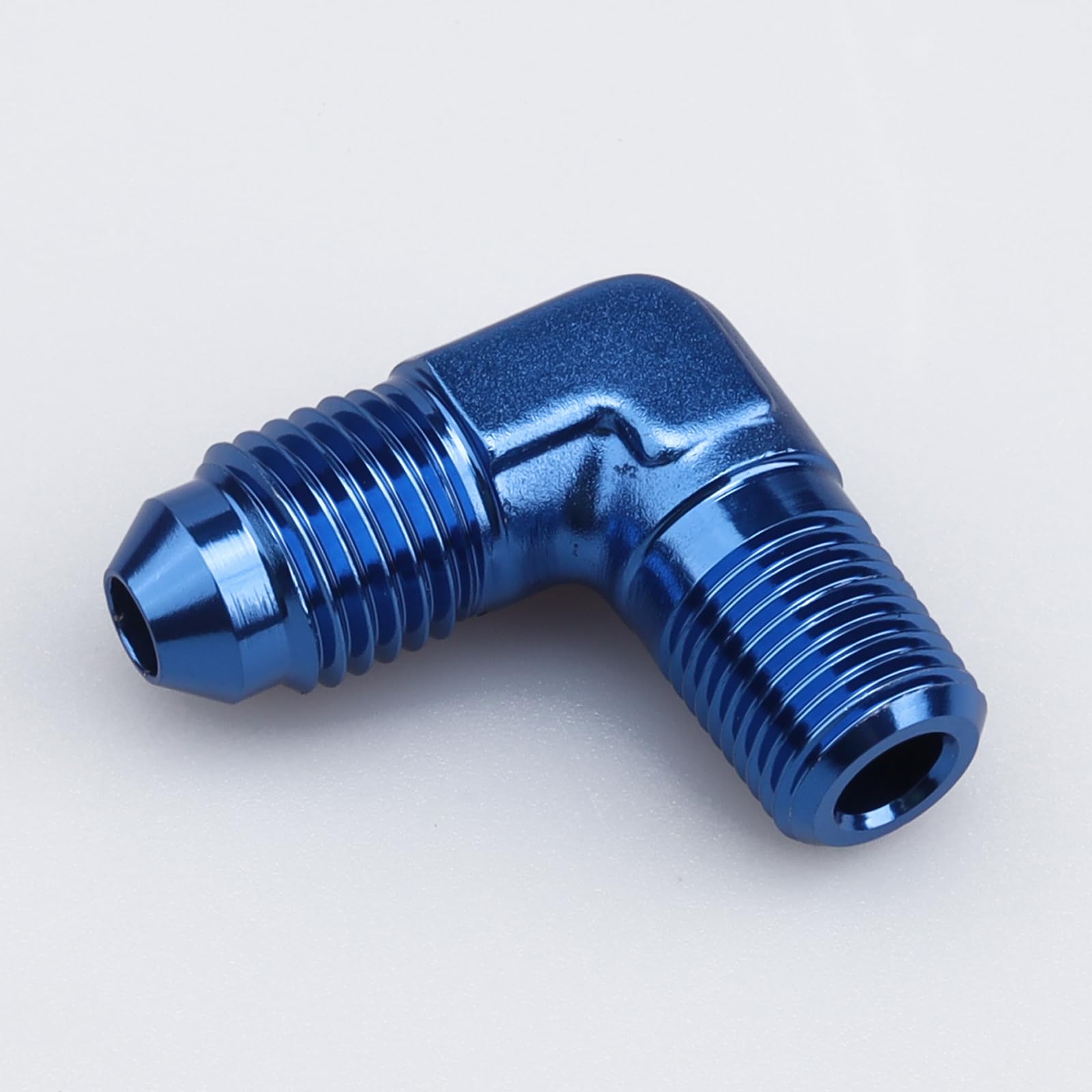 Ac Performance 90 Degree Elbow -4 An Male To 1/8 Npt Male Fitting Adapter Connector Aluminum Blue