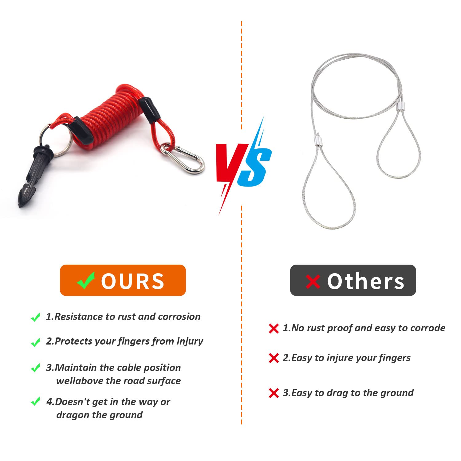 Bestune Trailer Breakaway Cable Replacement - 4 Ft Brake Away Cable With Pin For Breakaway Trailer Systems