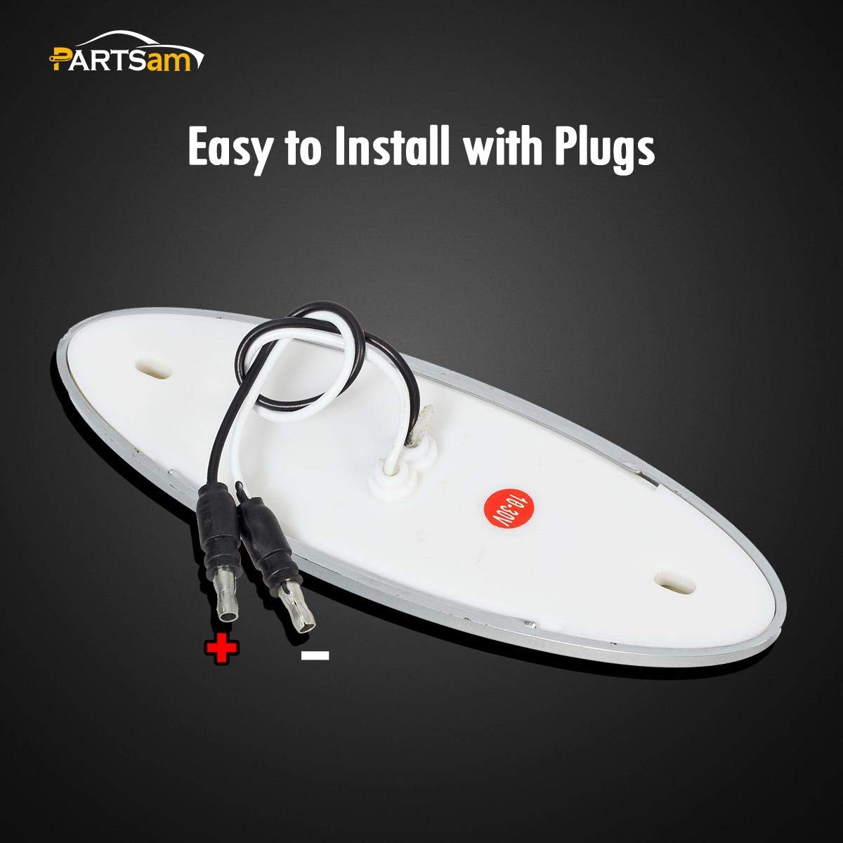 Partsam 5Pcs Flatline Amber Oval Semi Truck 24Led Marker Lights, Clearance Lights Replacement For Freightliner Peterbilt Kenwort