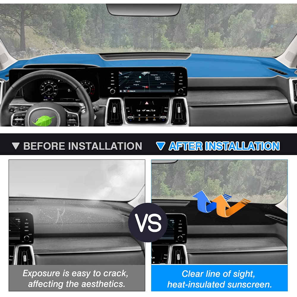 Autorder Dashboard Cover Mat For Kia Sorento 2021 2022 2023 2024 Accessories Dash Cover Flannel Dash Mat Sunshade Glare Uv Rays