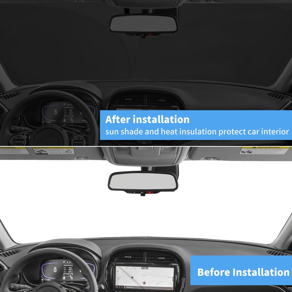 Custom Fit Kia Soul Sun Shade Windshield Sunshade Window Cover, Front Window Shade Sun Visor For Kia Soul 2010-2025, 4 Layers Uv