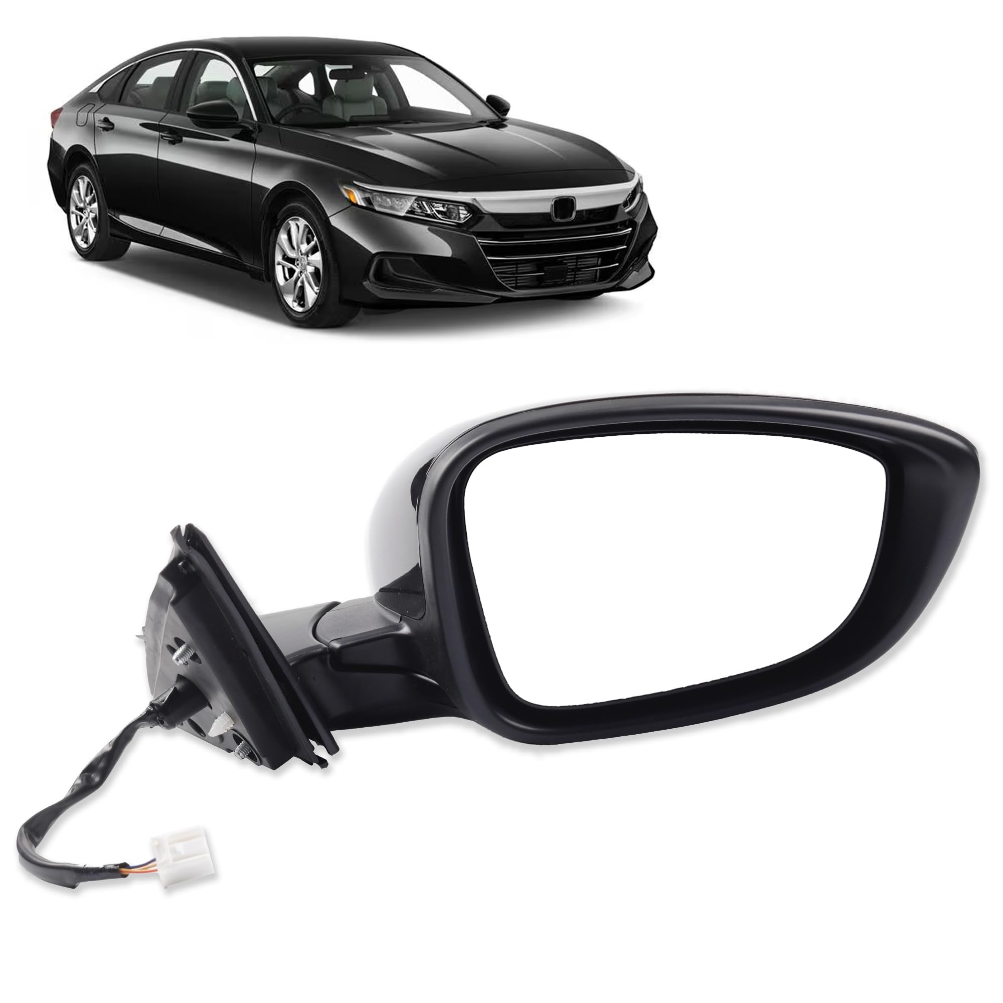 Dasbecan Right Passenger Side Door Mirror Compatible with Honda Accord LX Sport 1.5T 2018-2022 Power | Non-Heated | Paint to Mat