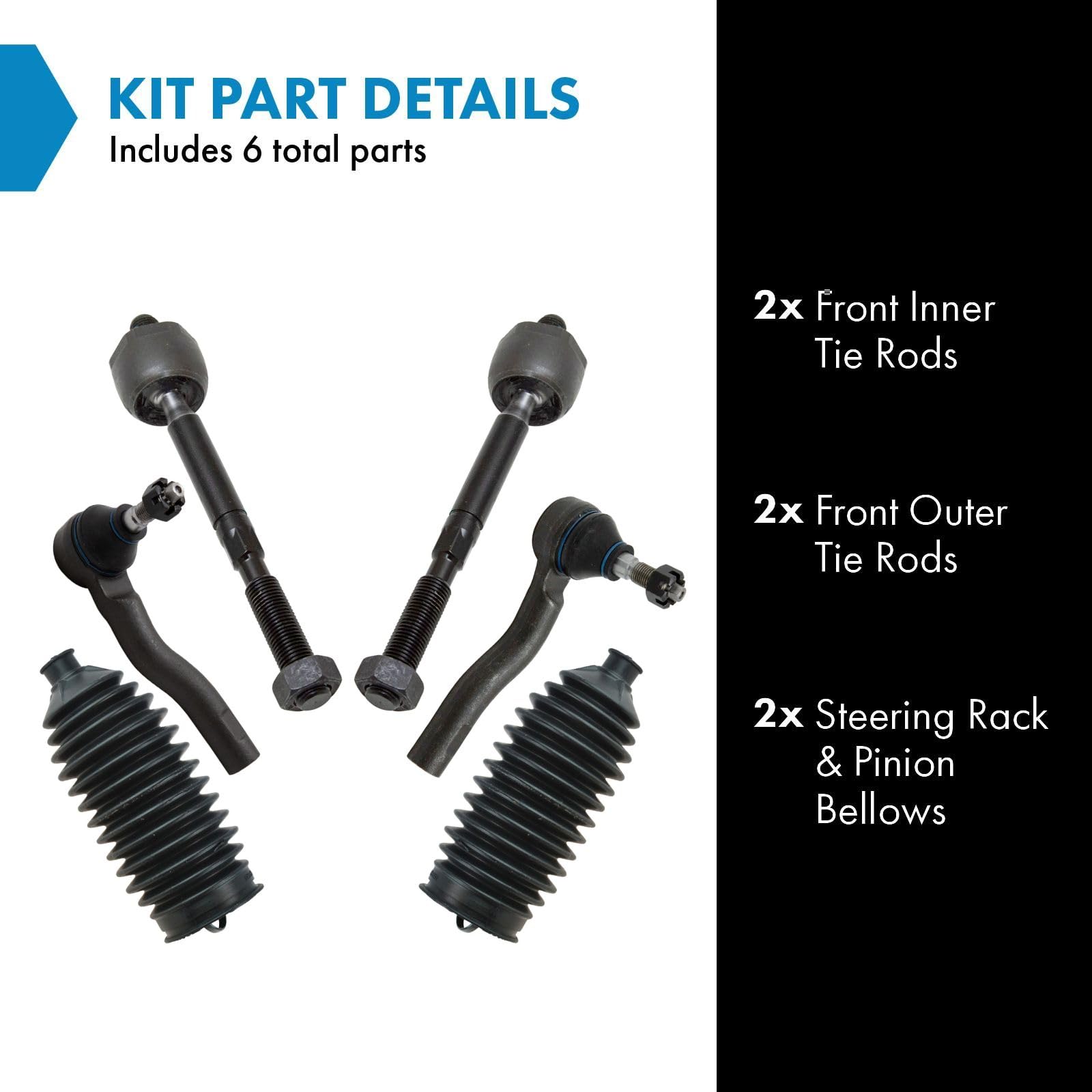 Trq Front Steering Kit Steering Rack & Pinion Bellow Tie Rod Compatible With 2010-2012 Ford Fusion 2011-2012 Lincoln Mkz