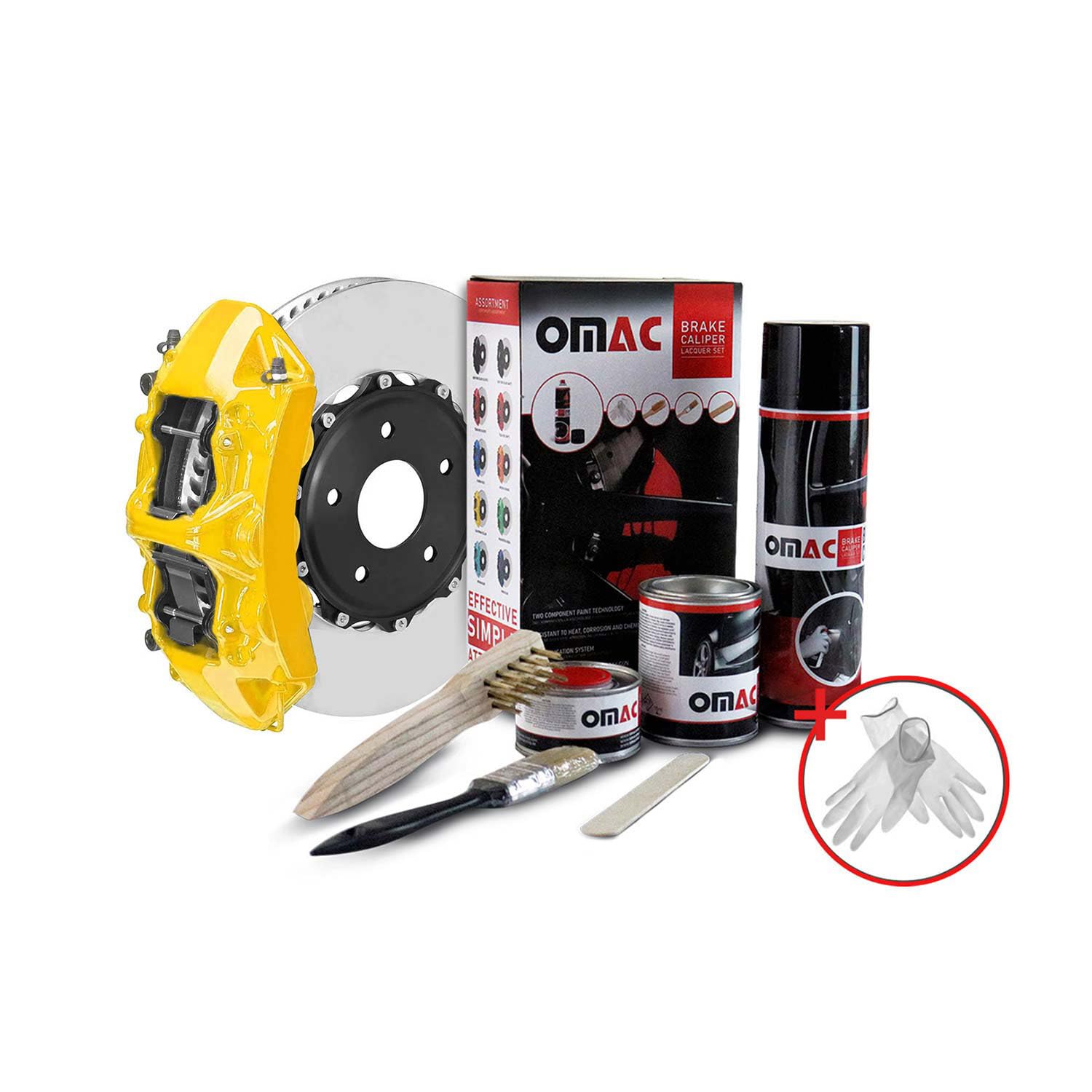 Omac High Temperature Brake Caliper Paint System Kit, Heat Resistant Coating, Epoxy Paint Based System, California Yellow (Gloss