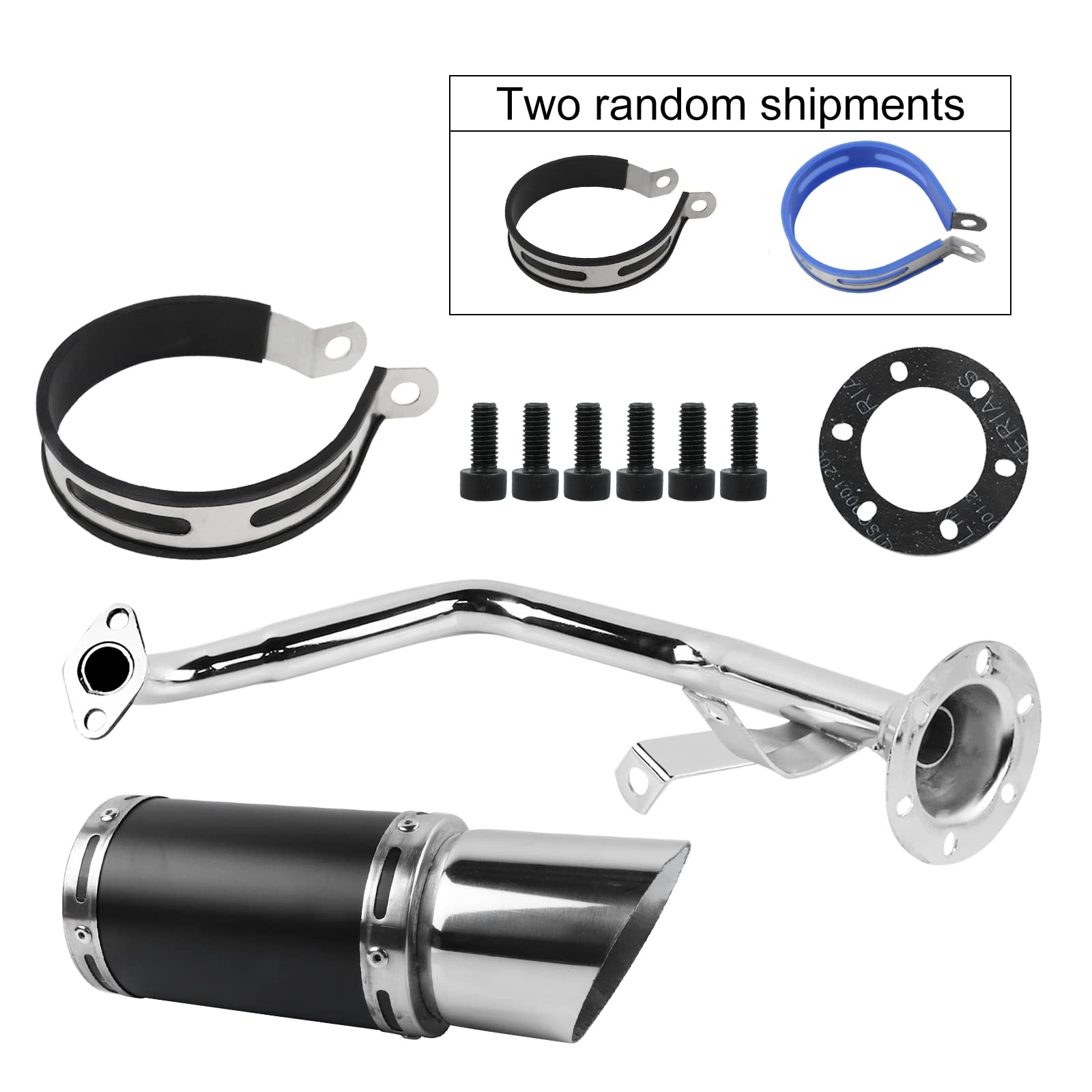 FLYPIG GY6 150cc Muffler Exhaust Pipe Kit for Chinese Scooter, ATV, Moped - Shorty Replacement for 125cc/150cc Models (Black)