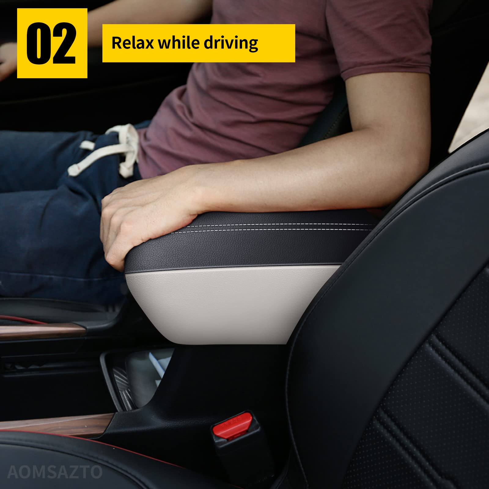Aomsazto Armrest For Honda Crv 2017-2022 Black With White