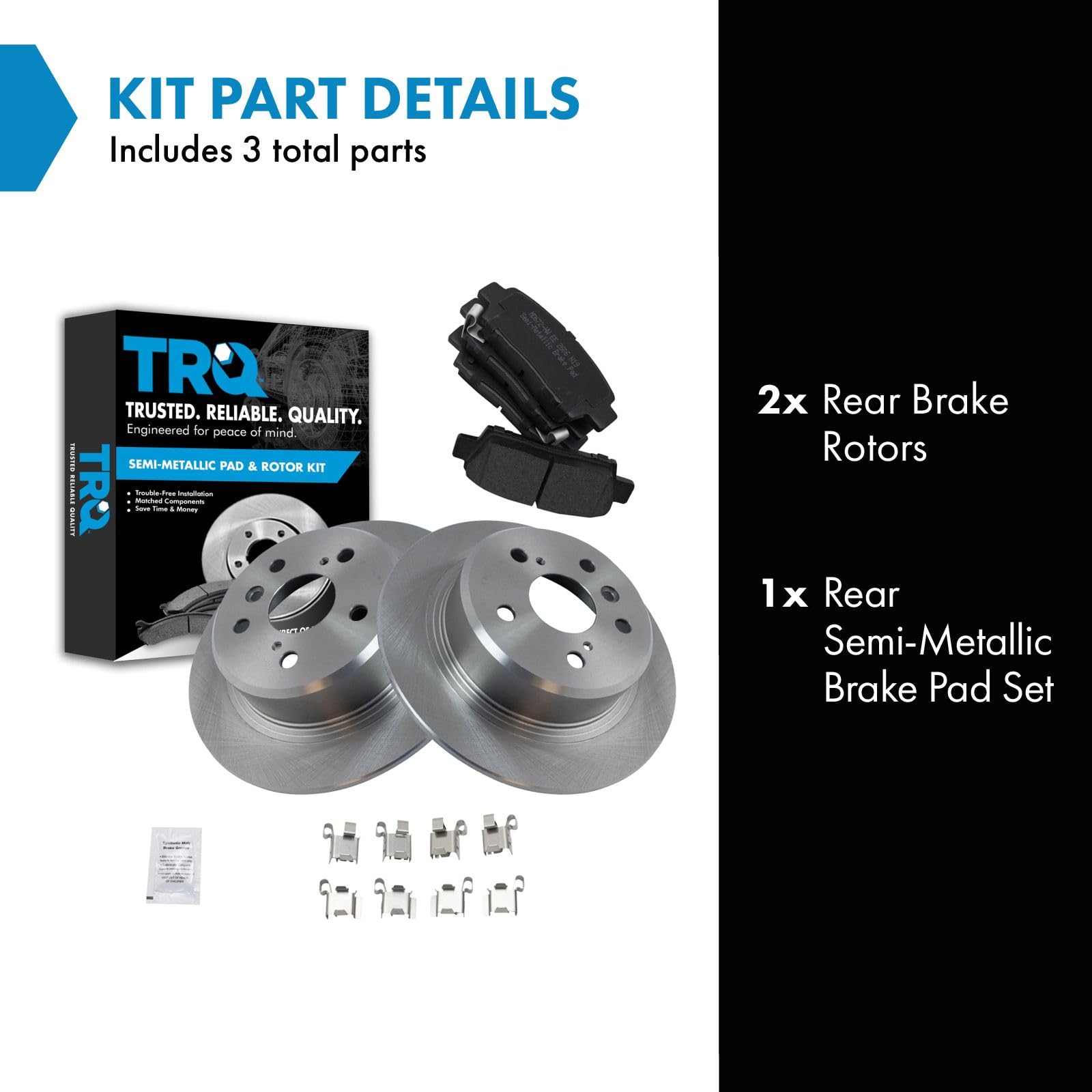 Trq Rear Brake Pad & Rotor Kit Brake Pads Brake Rotor Semi-Metallic Compatible With 1995-1999 Toyota Avalon