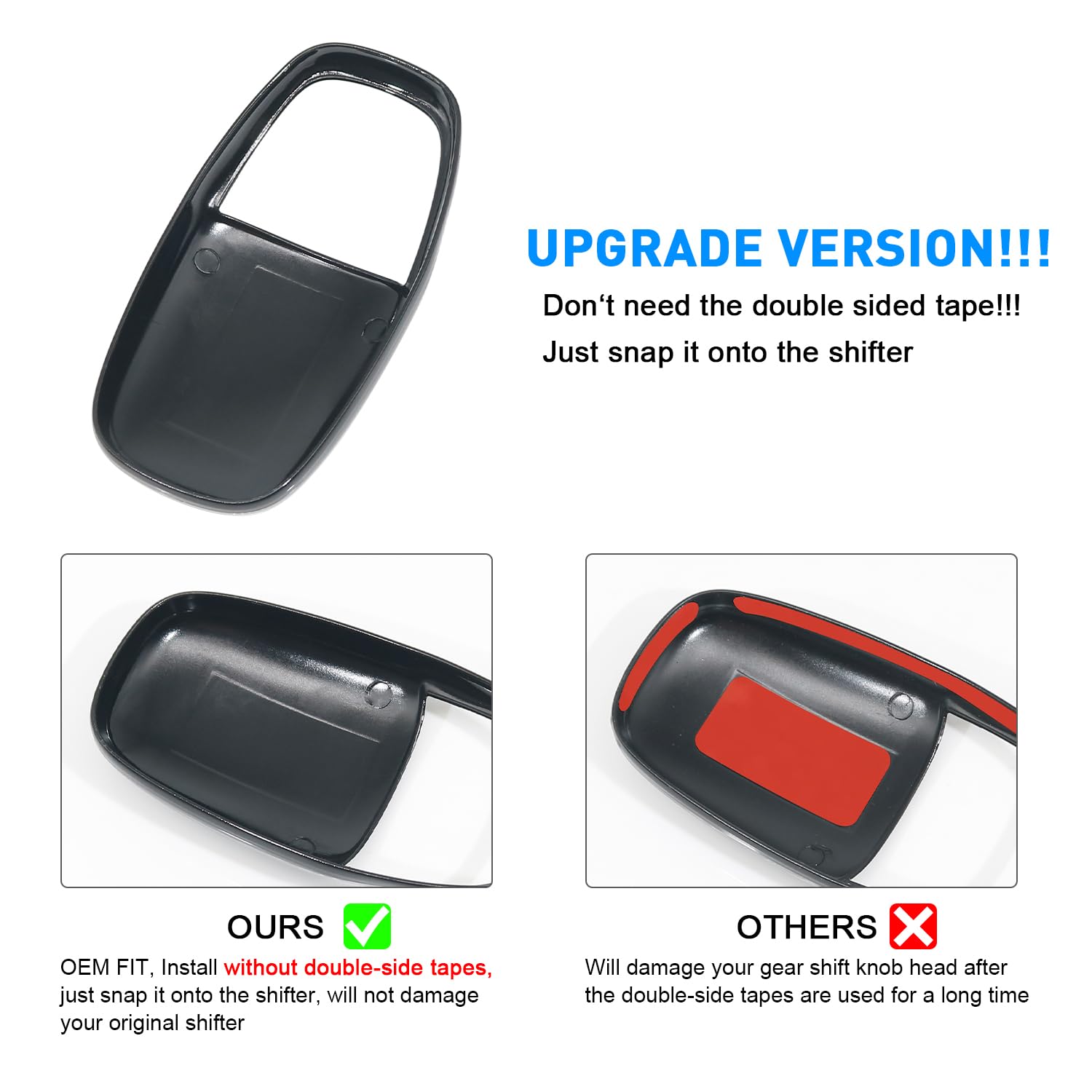 Remoch Gear Shift Knob Head Cover For Dodge Charger Accessories 2015-2023 Challenger 2015-2024 Durango 2016-2025 Abs Interior Shell Insert Decoration Protector (Red Trim)