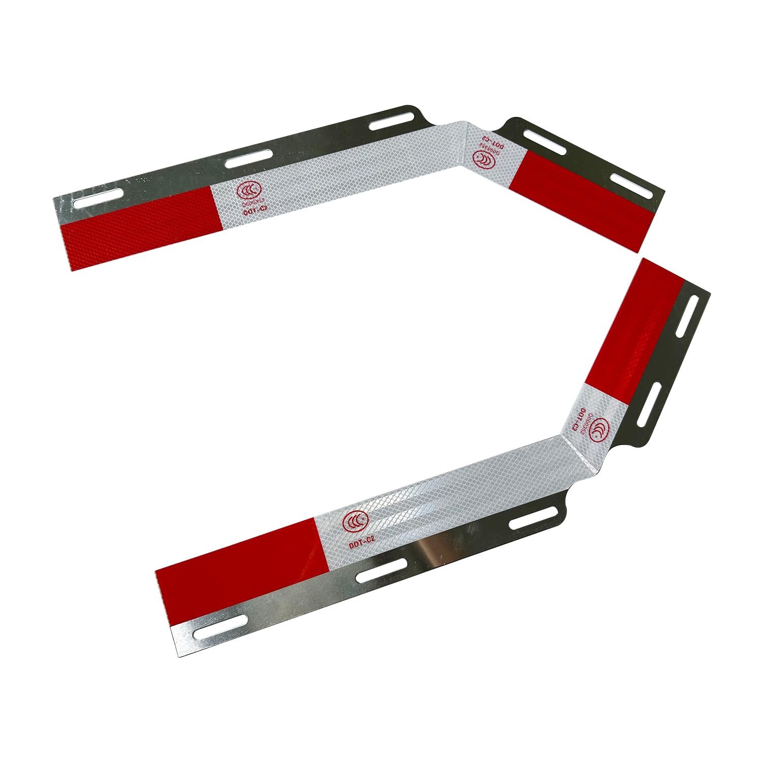 Ibestwolf 2Pcs Mud Flap Angled Aluminum Reflector Strips Hanger Conspicuity Reflector Plate For Semi Trucks Trailer