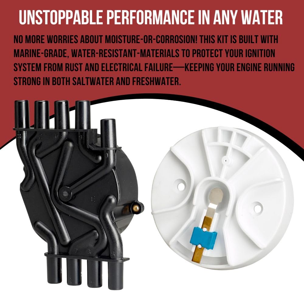 Distributor Cap, Rotor, Spark Plug Wires Tune Up Kit For Mercruiser 5.0 5.7 Mpi Mag And Volvo Penta 5.0 5.7 Gi Gxi