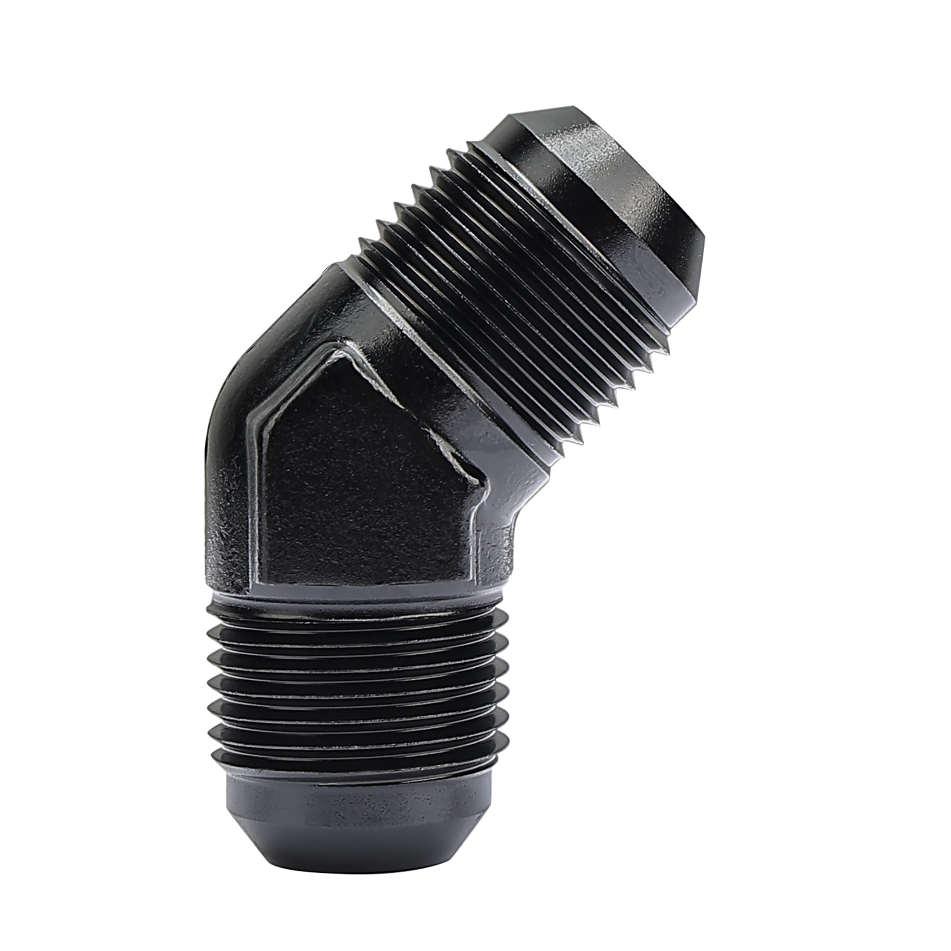 EVIL ENERGY 8AN Male to Male Flare 45 Degree Union Coupler Fitting Coupling Aluminum Black