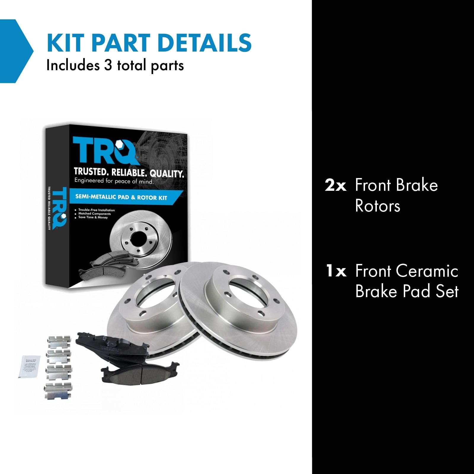 Trq Front Brake Pad & Rotor Kit Brake Pads Brake Rotor Ceramic Vented Compatible With 1994-1996 Ford Bronco F-150