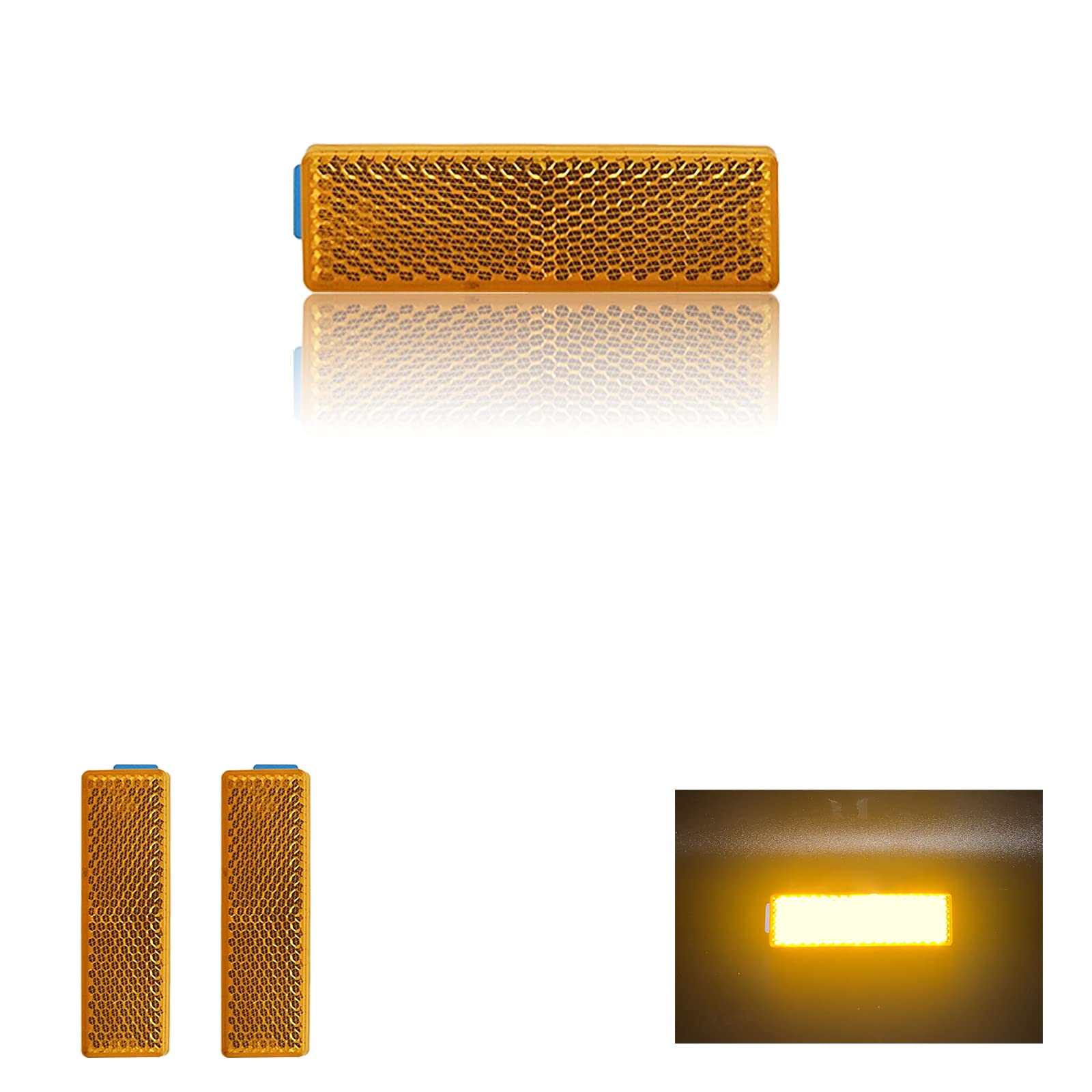 Mgmsinyo Reflector 76X22Mm Self Adhesive Rectangle Safety Waterproof Stick On For Driveway Mailbox Trailer