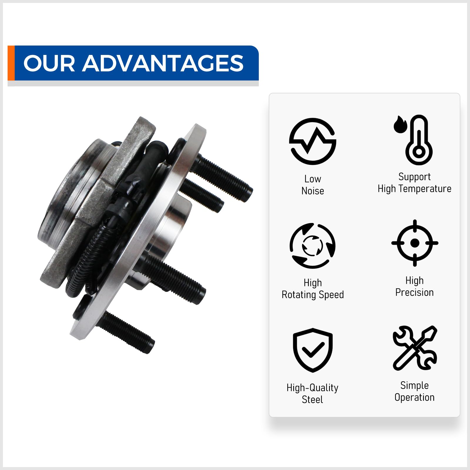 Parod 515151 Front Wheel Hub And Bearing Assembly Compatible With 2012-2018 Ram 1500, 2019 Ram 1500 Classic 5Lugs W/Abs