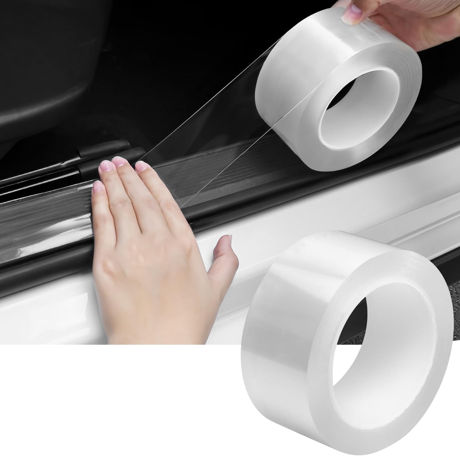 Dgsl Car Door Edge Guards Door Sill Protector, 1.2In X 33Ft 5D Carbon Fiber Car Wrap Film, Vinyl Automotive Wrap Film Anti-Colli