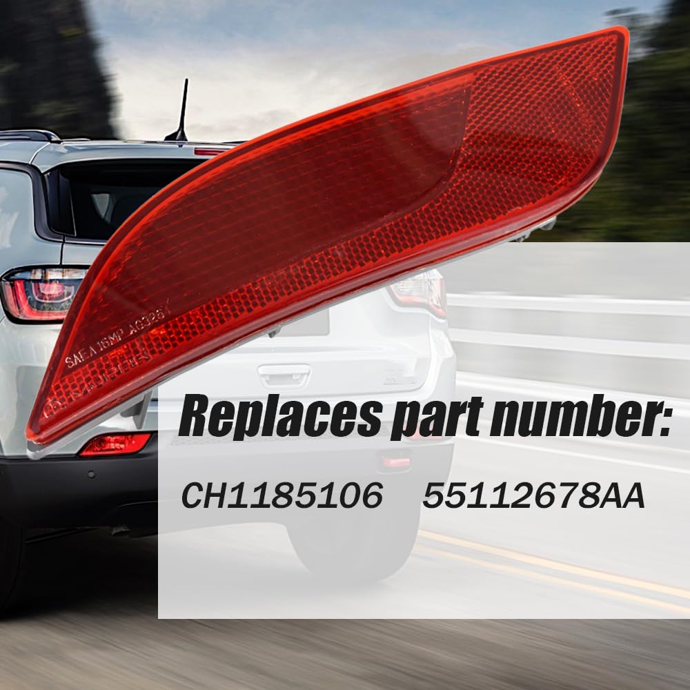 Rear Bumper Reflector Front Left Driver Side Fits For 2017-2019 Jeep Compass Replaces Ch1184106 55112679Aa