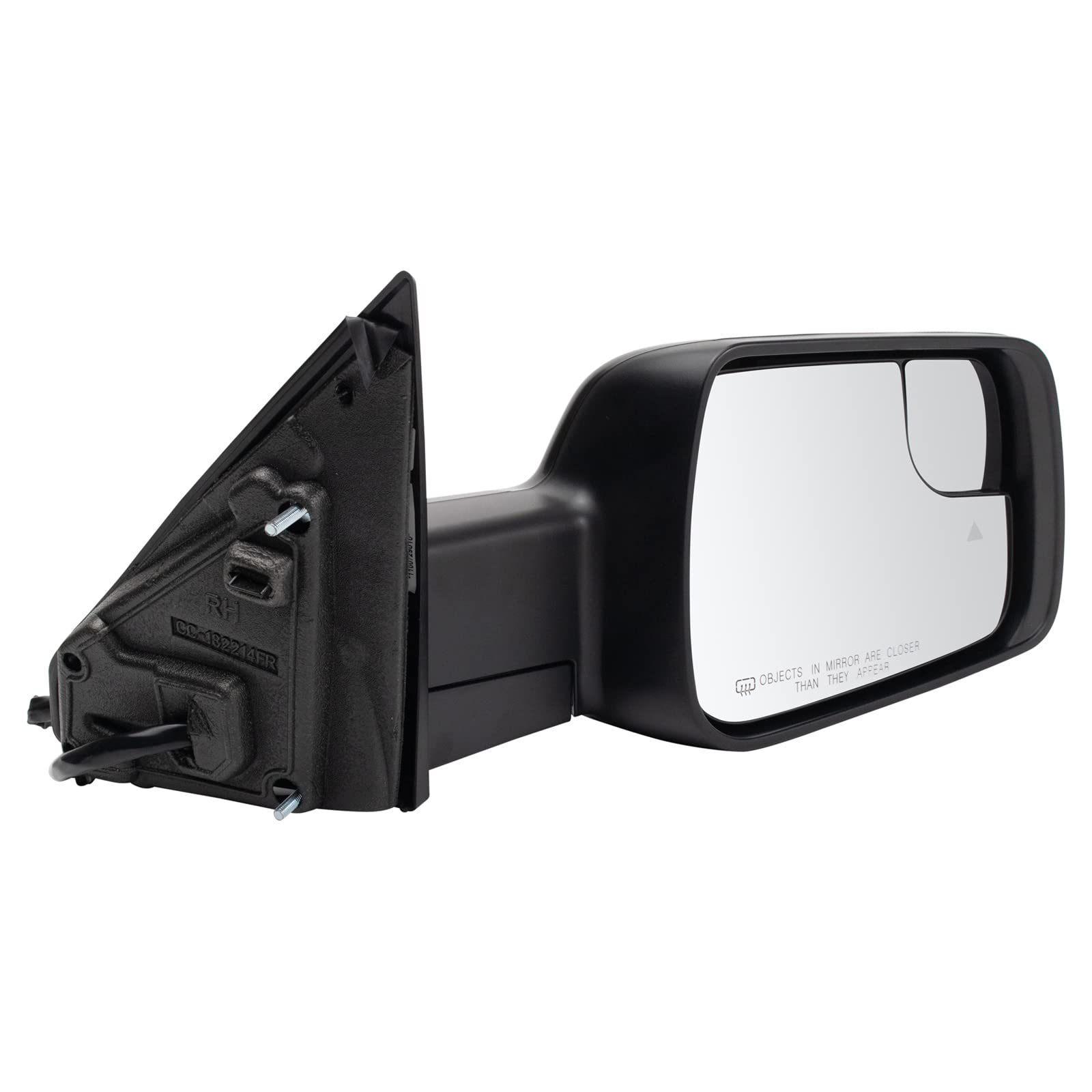 Trq Right Mirror Power Folding With Memory With Blind Spot Indicator With Smooth Black Cover Passenger Side Compatible With 2019