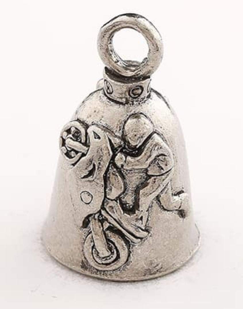 Guardian Bell Sport Bike Tricks Good Luck Bell W/Keyring & Black Velvet Gift Bag | Motorcycle Bell | Lead-Free Pewter | Good Luc