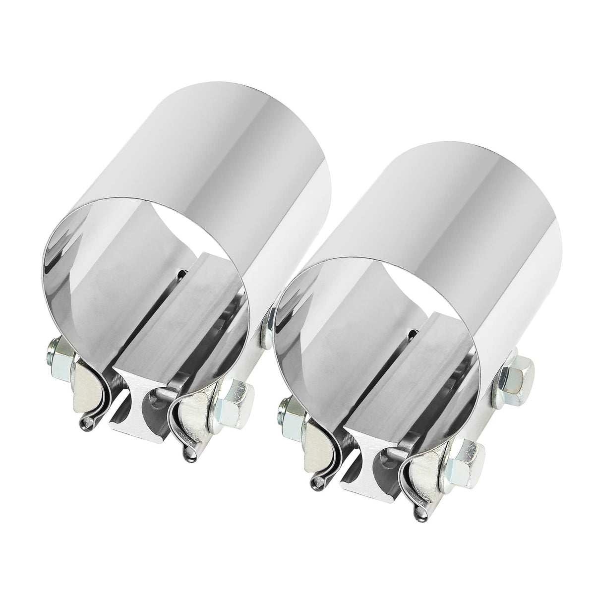 2.5 Inch 2 1/2 Butt Joint Exhaust Band Clamp Sleeve Stainless Steel Sleeve Coupler 2pcs