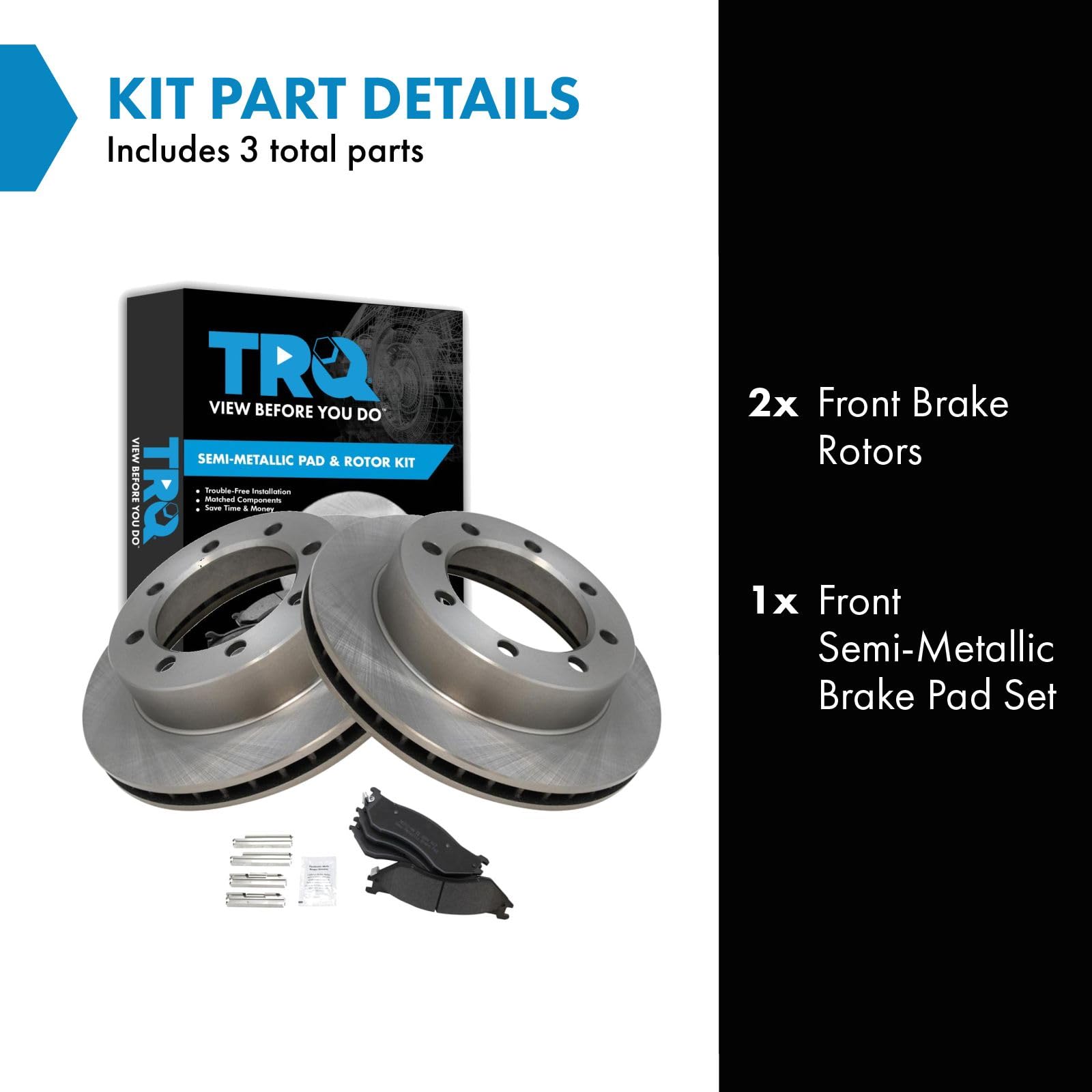 Trq Front Brake Pad & Rotor Kit Brake Pads Brake Rotor Semi-Metallic Compatible With 1997 Ford F-250