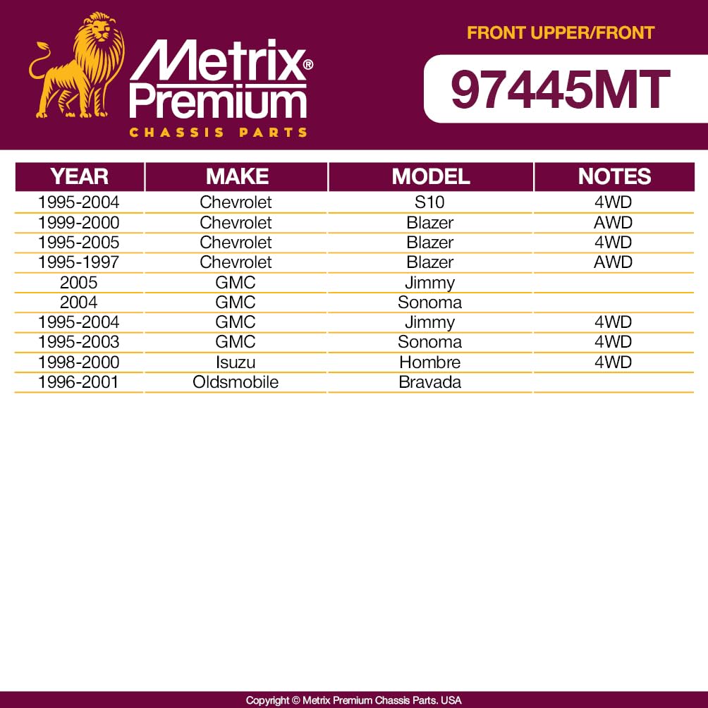 Metrix Premium Chassis Parts - 4 Pc Front L/R Upper Control Arm & Front Sway Bar Stabilizer End Link Kit Fits 95-04 Chevrolet S1