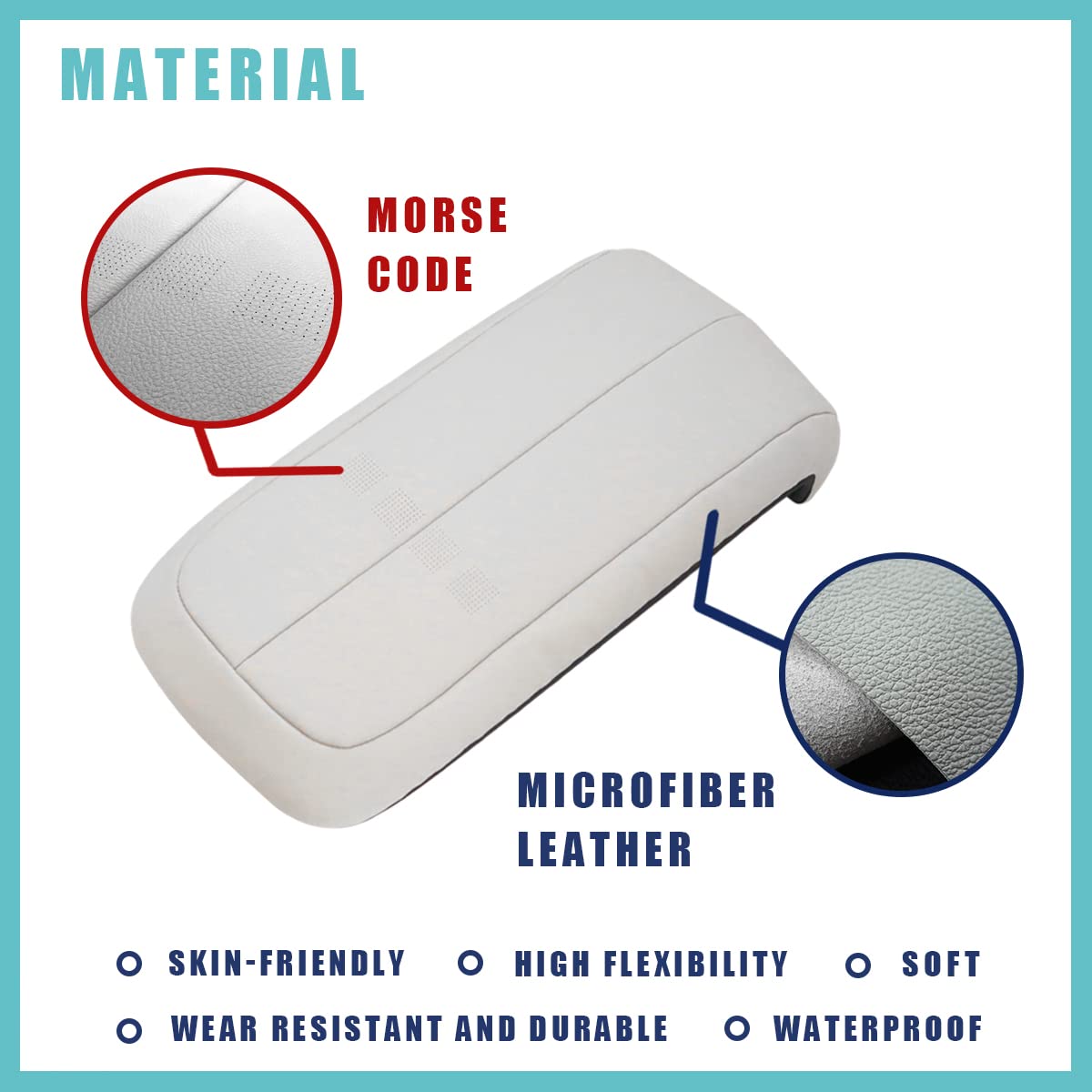 Bestevmod For Ioniq5 Center Console Armrest Pad Cover Morse Code Design Extra Soft Microfiber Leather Waterproof Protector Seat