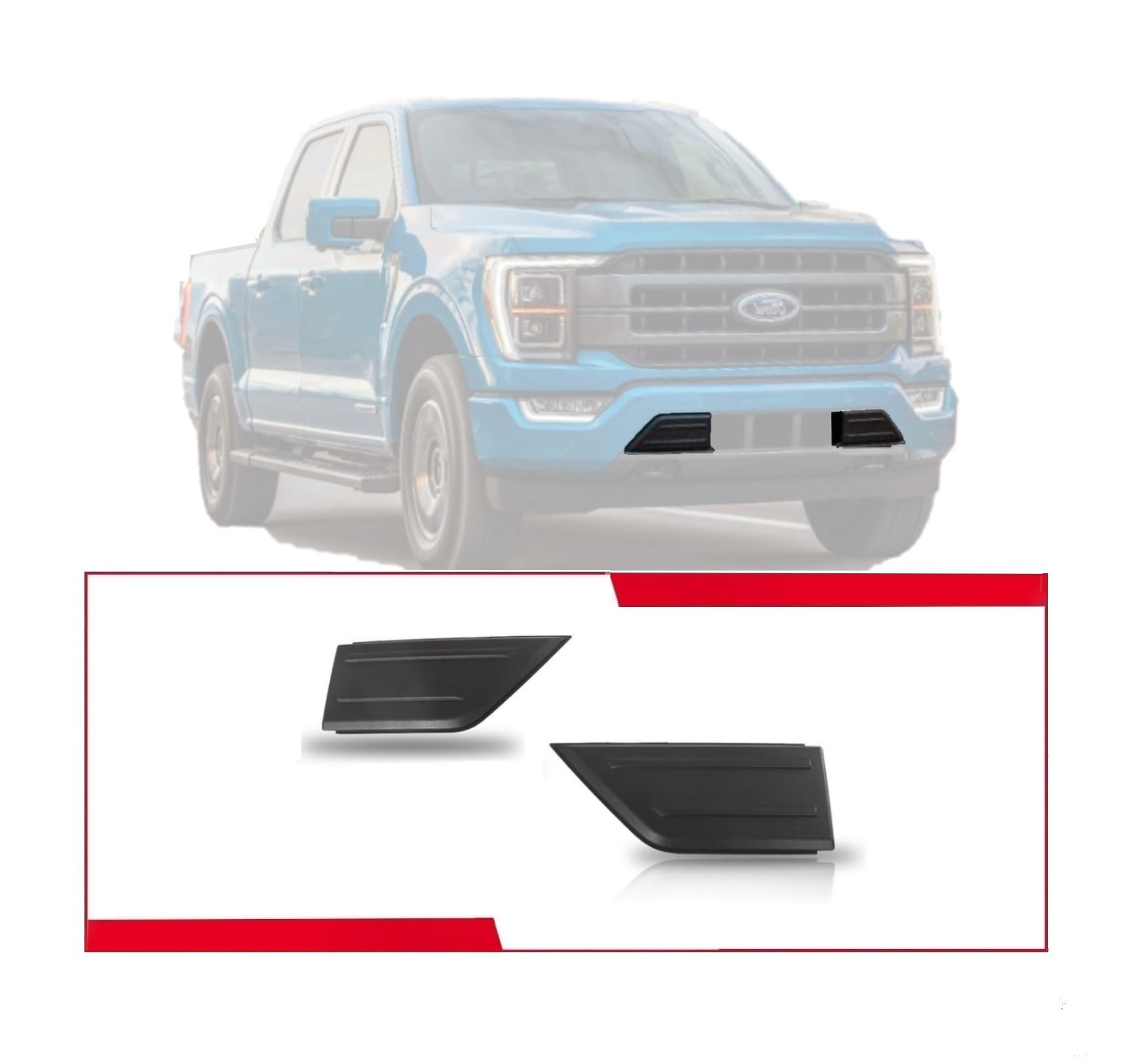 Premium Pickup Part Bumper Guard Pad for Ford F-150 2021-2023, Plastic, Front Bumper Cover Trim, Left & Right Set